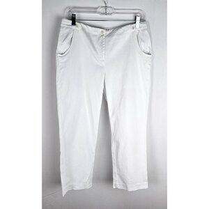 J. McLaughlin Cropped Capris Pants Size 6 White Cotton Stretch Quilted Texture